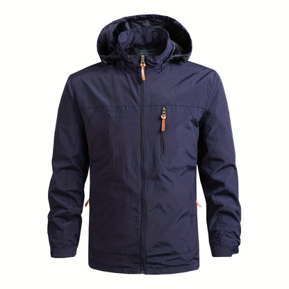 Men's Windbreaker Jacket with Detachable Hood