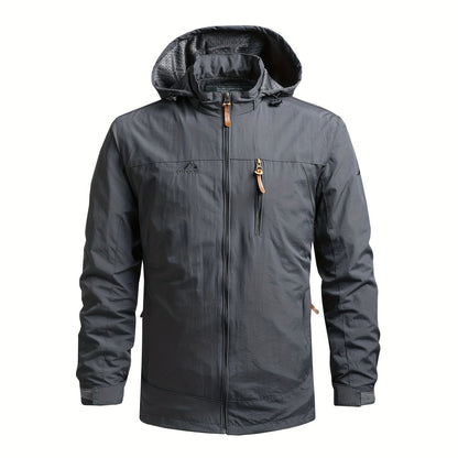 Men's Windbreaker Jacket with Detachable Hood