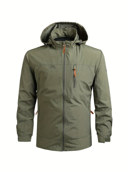 Men's Windbreaker Jacket with Detachable Hood