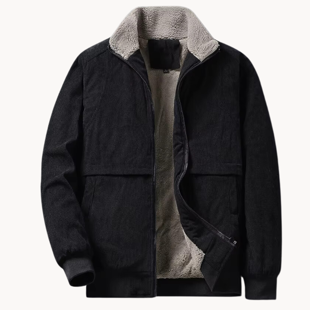 Men's Windproof Corduroy Jacket with Fleece Lining
