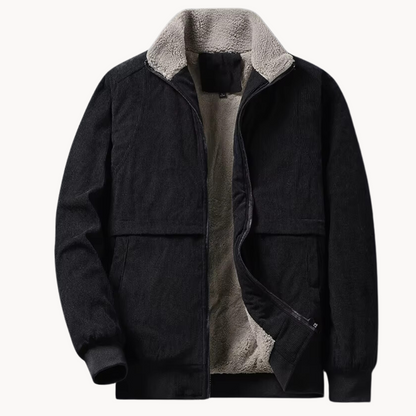 Men's Windproof Corduroy Jacket with Fleece Lining