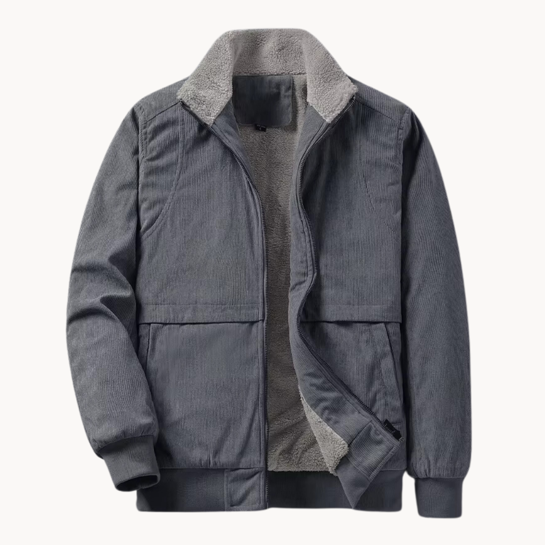 Men's Windproof Corduroy Jacket with Fleece Lining
