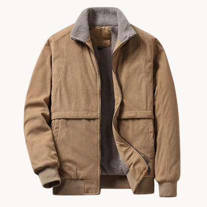 Men's Windproof Corduroy Jacket with Fleece Lining