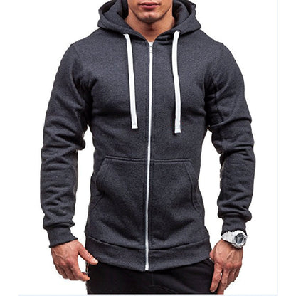 Men's Windproof Hoodie with Zipper and Fleece Exterior