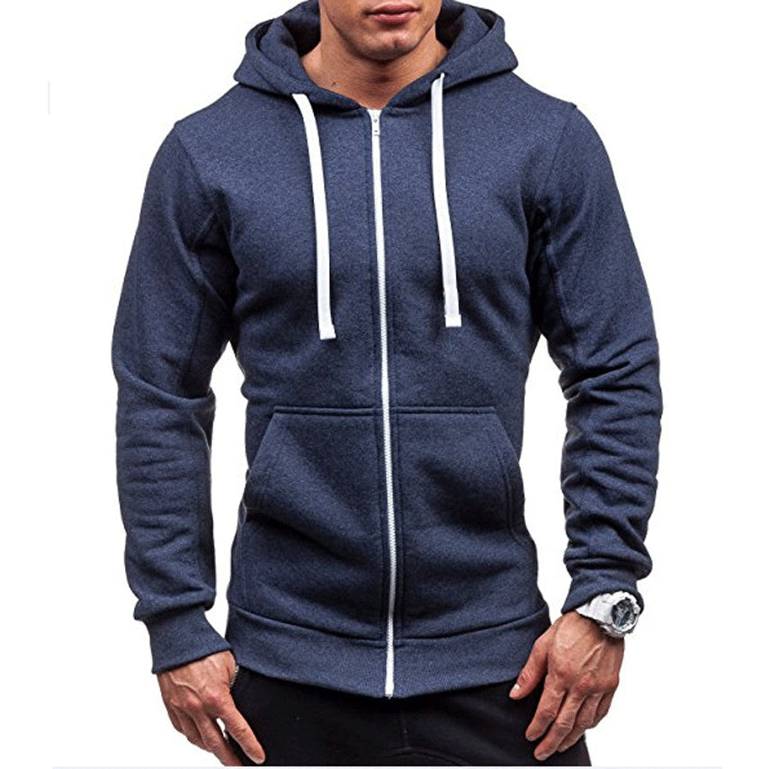 Men's Windproof Hoodie with Zipper and Fleece Exterior