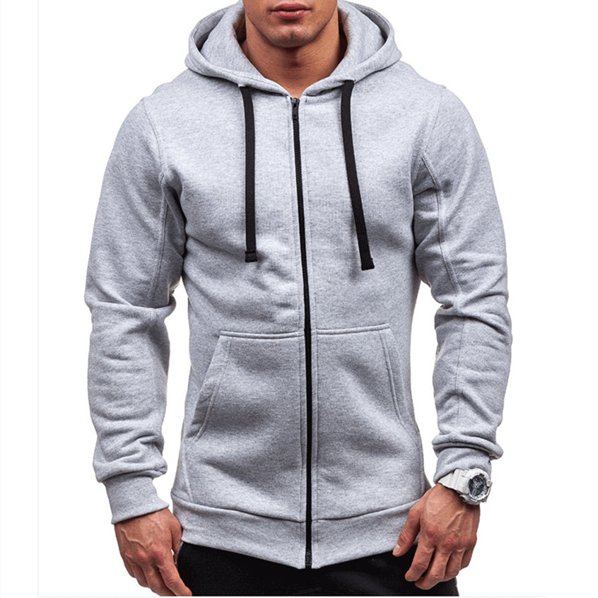 Men's Windproof Hoodie with Zipper and Fleece Exterior