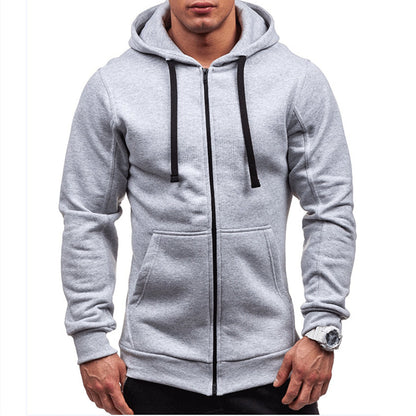 Men's Windproof Hoodie with Zipper and Fleece Exterior