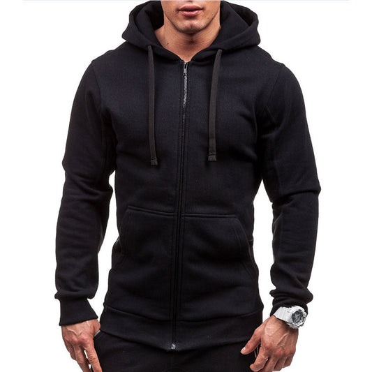 Men's Windproof Hoodie with Zipper and Fleece Exterior