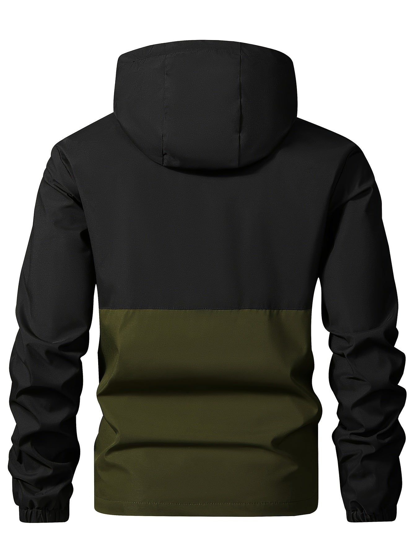 Men's Windproof Jacket with Zipper and Multiple Pockets