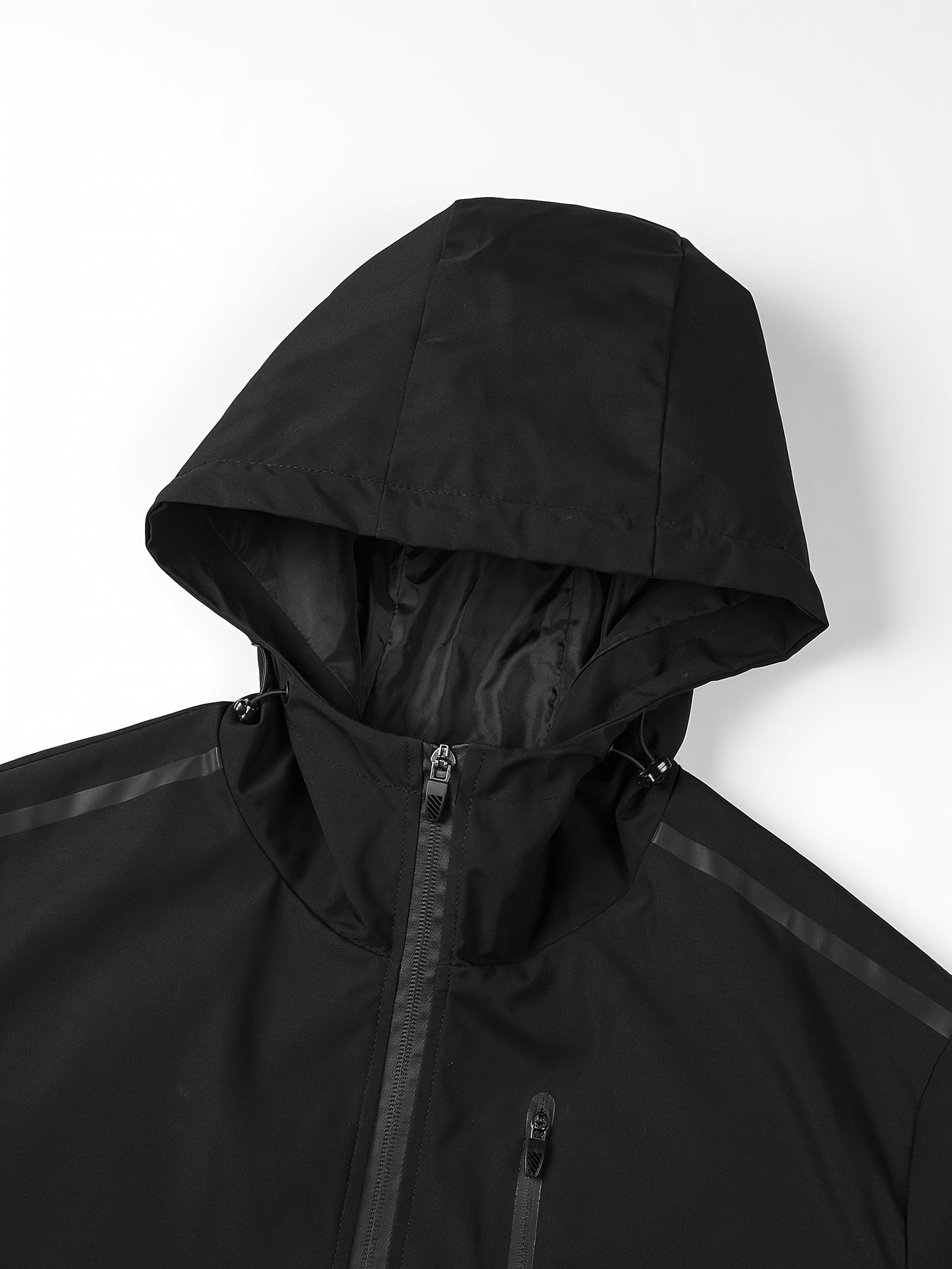 Men's Windproof Jacket with Zipper and Multiple Pockets