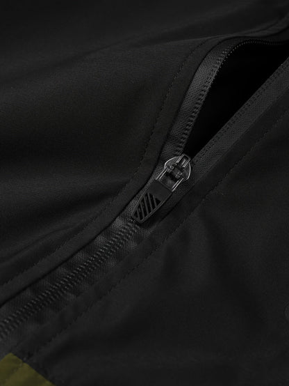 Men's Windproof Jacket with Zipper and Multiple Pockets