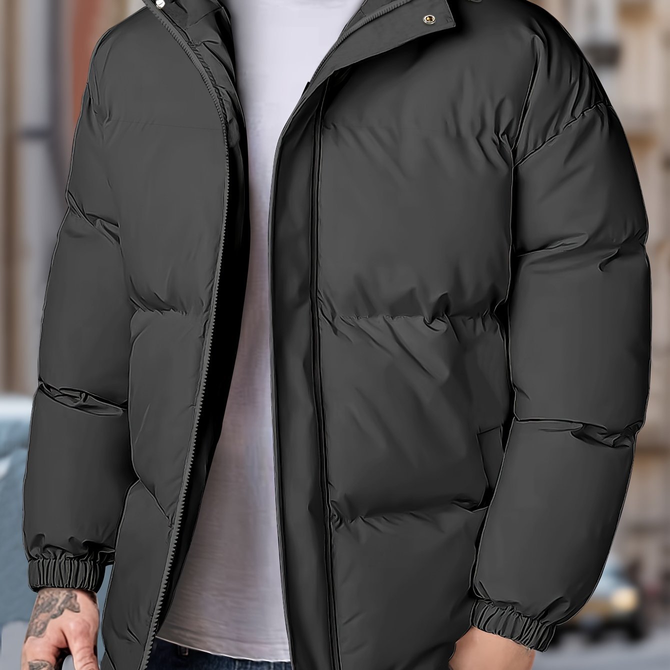 Men's Windproof Winter Jacket with Hood