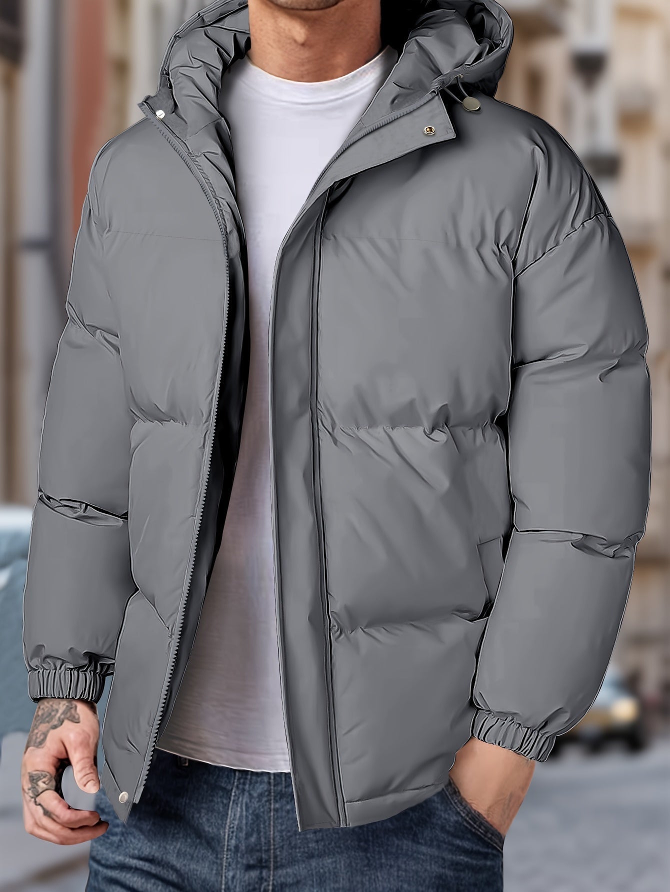 Men's Windproof Winter Jacket with Hood