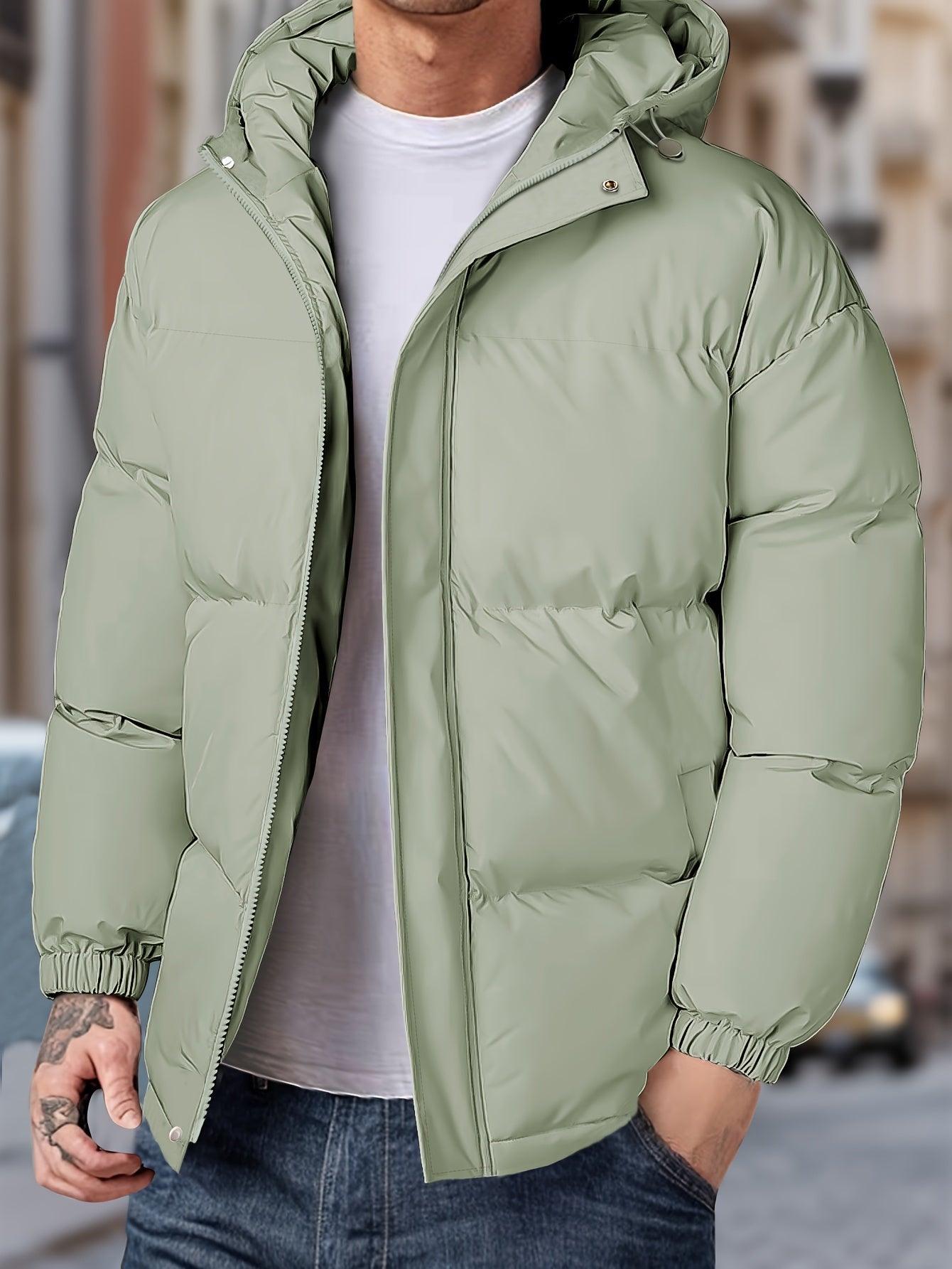 Men's Windproof Winter Jacket with Hood