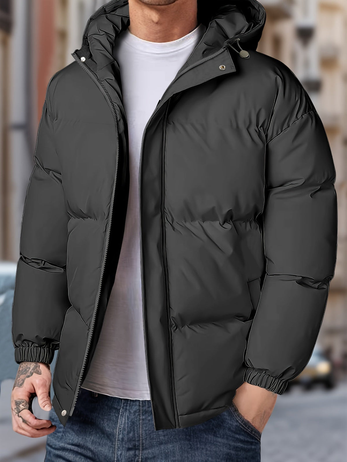 Men's Windproof Winter Jacket with Hood