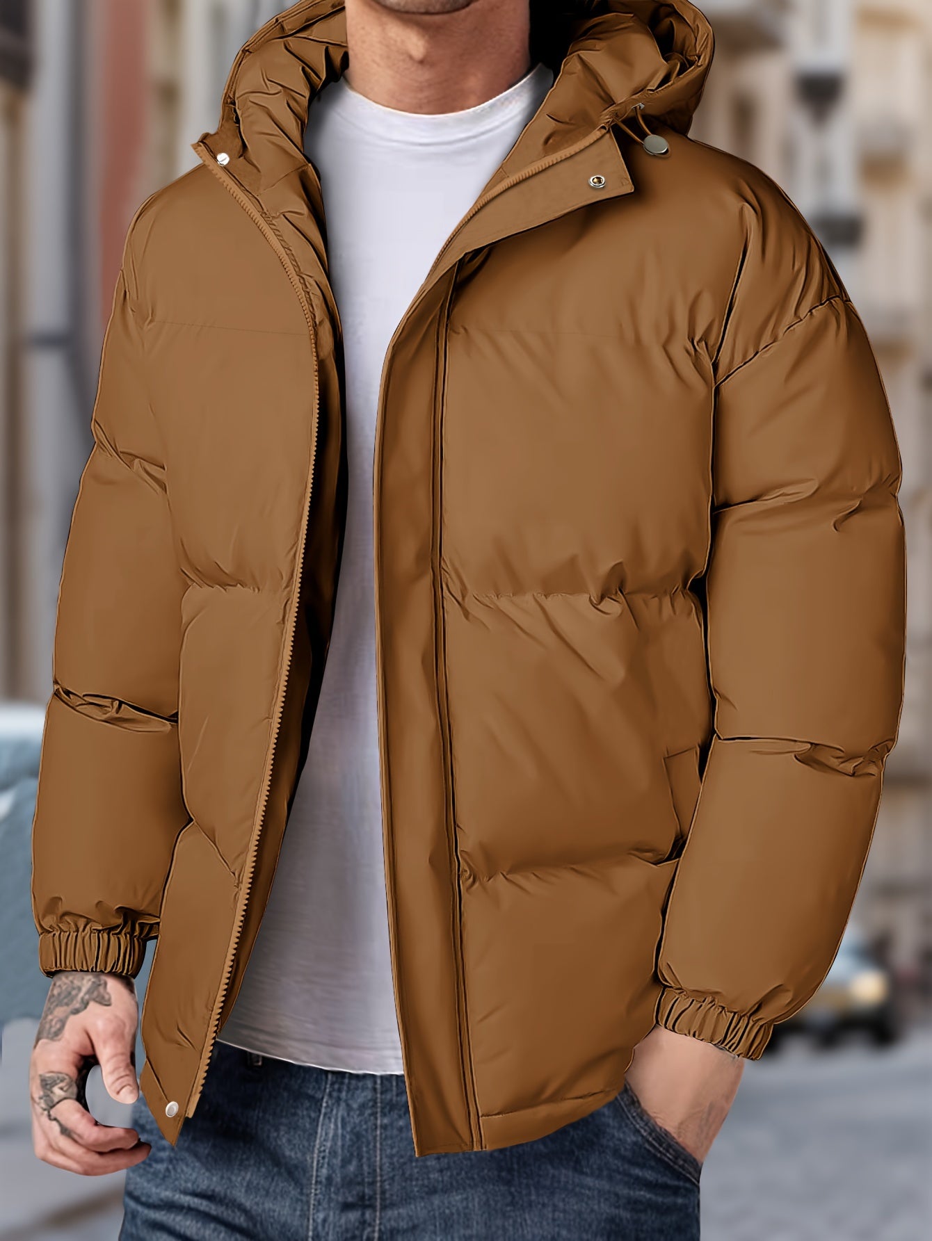 Men's Windproof Winter Jacket with Hood