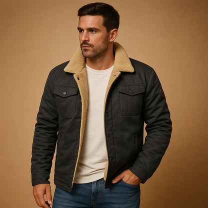 Men's Winter Bomber Jacket with Ribbed Cuffs