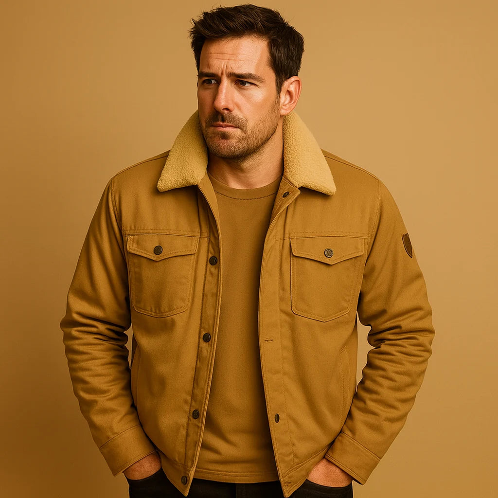 Men's Winter Bomber Jacket with Ribbed Cuffs