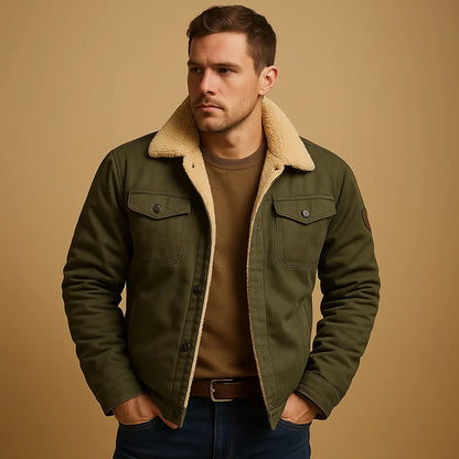 Men's Winter Bomber Jacket with Ribbed Cuffs