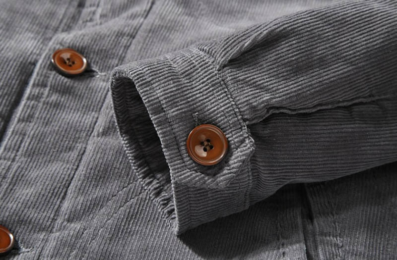 Men's Winter Jacket with Fur Lining and Corduroy Exterior