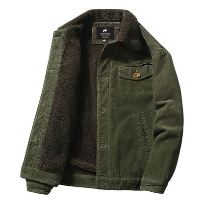 Men's Winter Jacket with Fur Lining and Corduroy Exterior