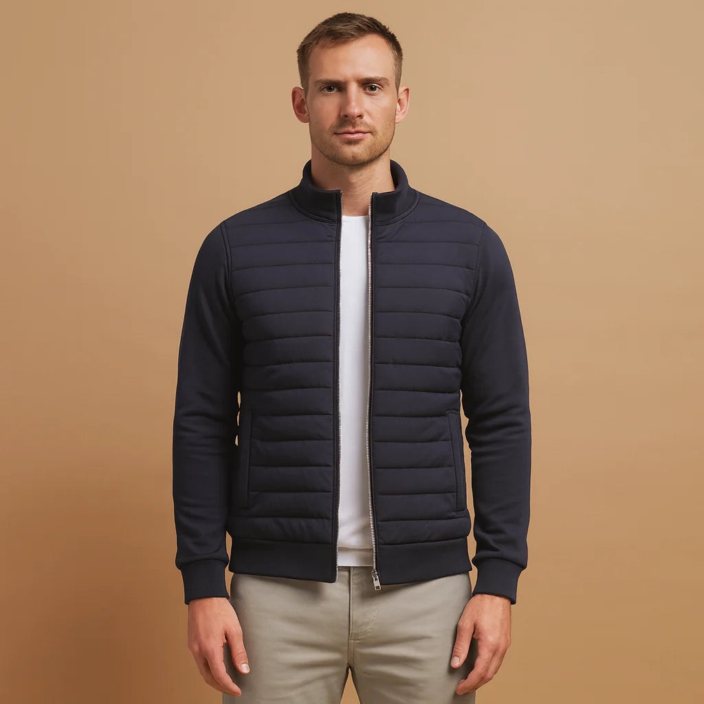 Men's Winter Jacket with High Collar and Elastic Cuffs