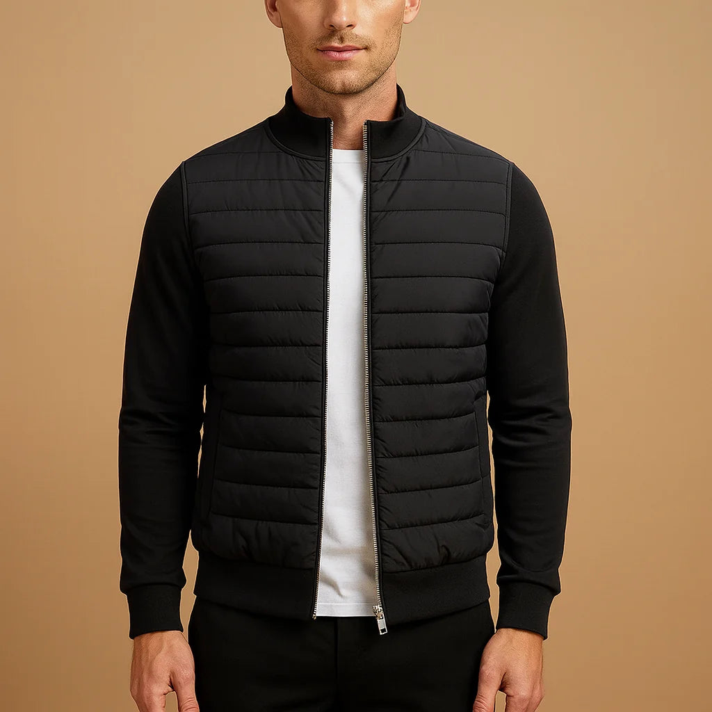 Men's Winter Jacket with High Collar and Elastic Cuffs
