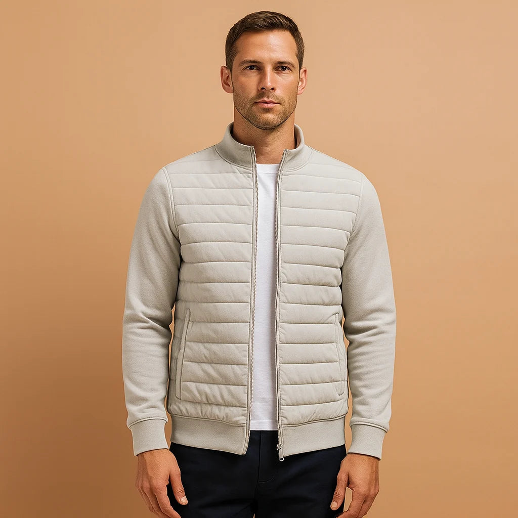 Men's Winter Jacket with High Collar and Elastic Cuffs