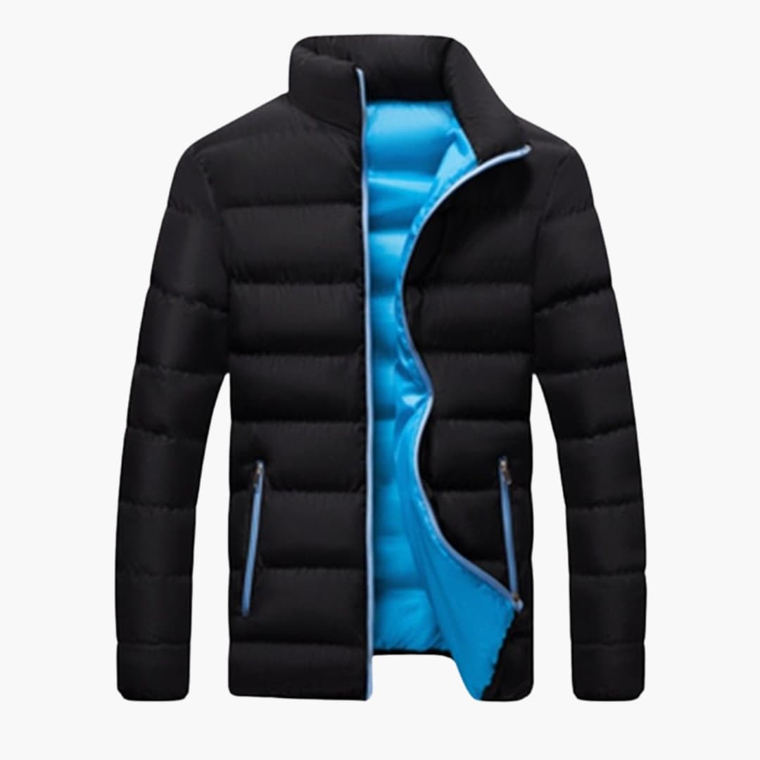Men's Winter Jacket with High Collar and Zippered Pockets