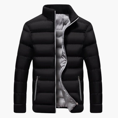 Men's Winter Jacket with High Collar and Zippered Pockets