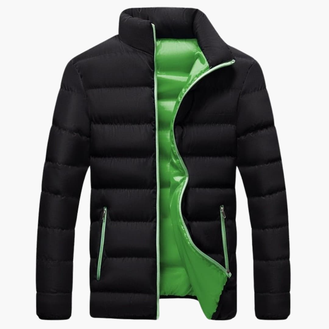 Men's Winter Jacket with High Collar and Zippered Pockets