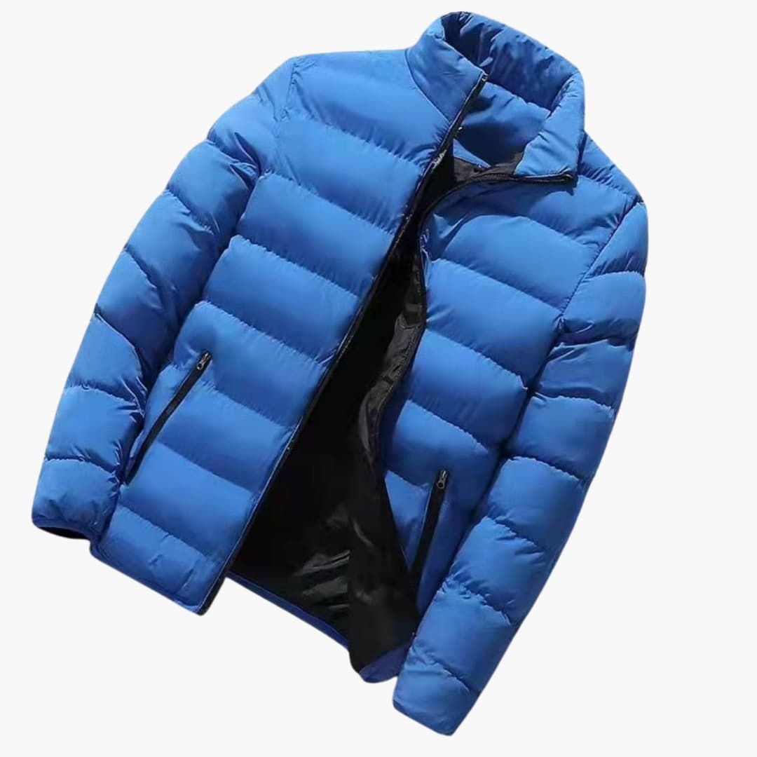 Men's Winter Jacket with High Collar and Zippered Pockets