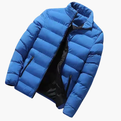 Men's Winter Jacket with High Collar and Zippered Pockets