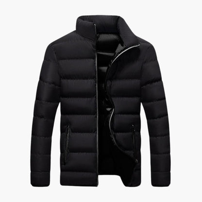 Men's Winter Jacket with High Collar and Zippered Pockets