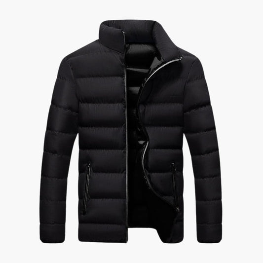 Men's Winter Jacket with High Collar and Zippered Pockets