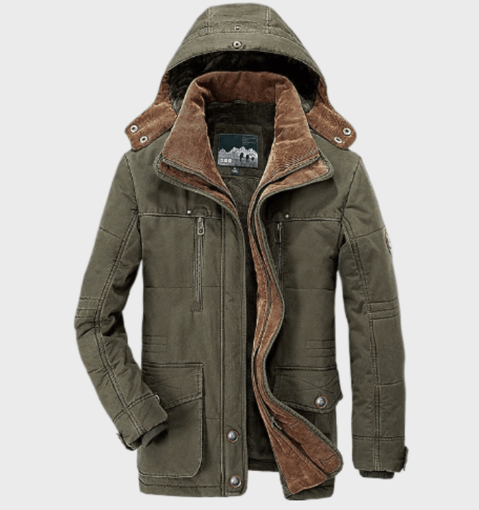 Men's Winter Jacket with Hood and Deep Pockets