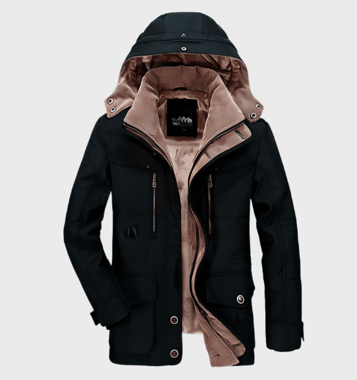 Men's Winter Jacket with Hood and Deep Pockets