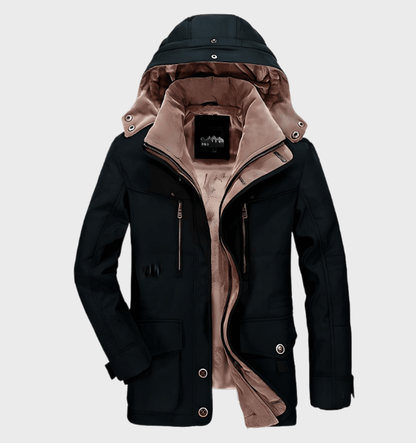Men's Winter Jacket with Hood and Deep Pockets