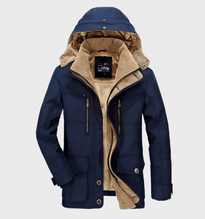Men's Winter Jacket with Hood and Deep Pockets