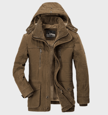 Men's Winter Jacket with Hood and Deep Pockets