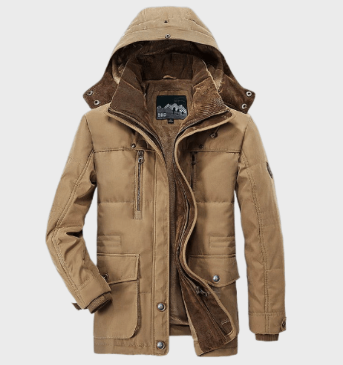 Men's Winter Jacket with Hood and Deep Pockets