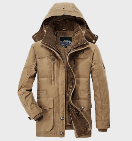 Men's Winter Jacket with Hood and Deep Pockets