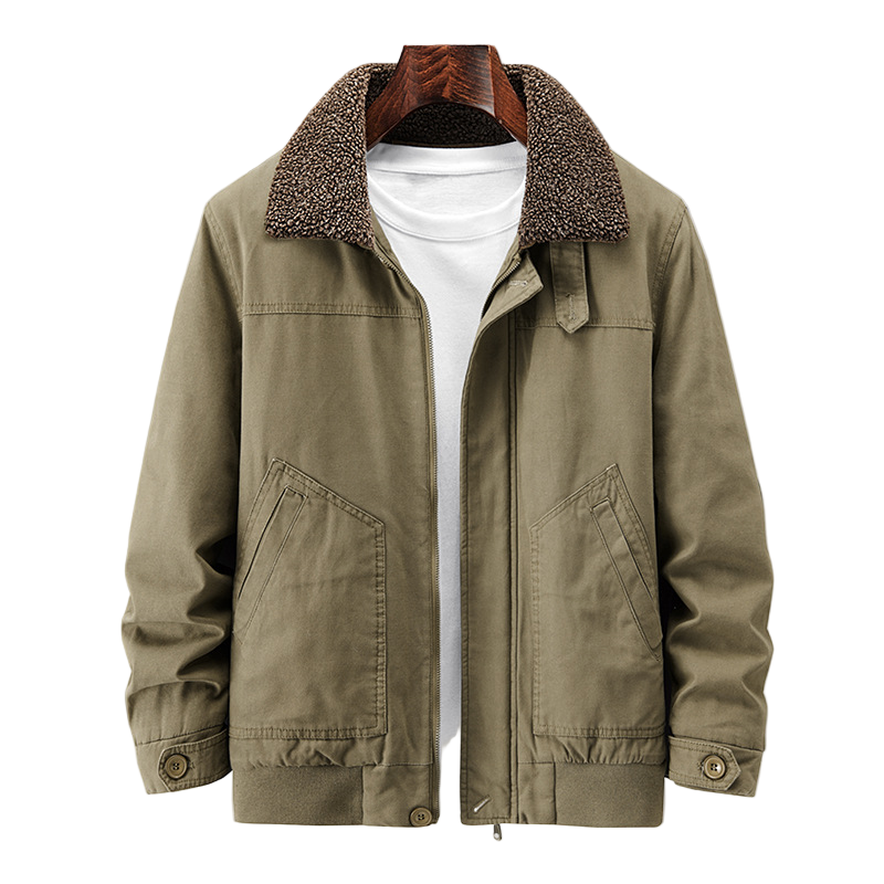Men's Winter Jacket with Sherpa Lining and Durable Canvas