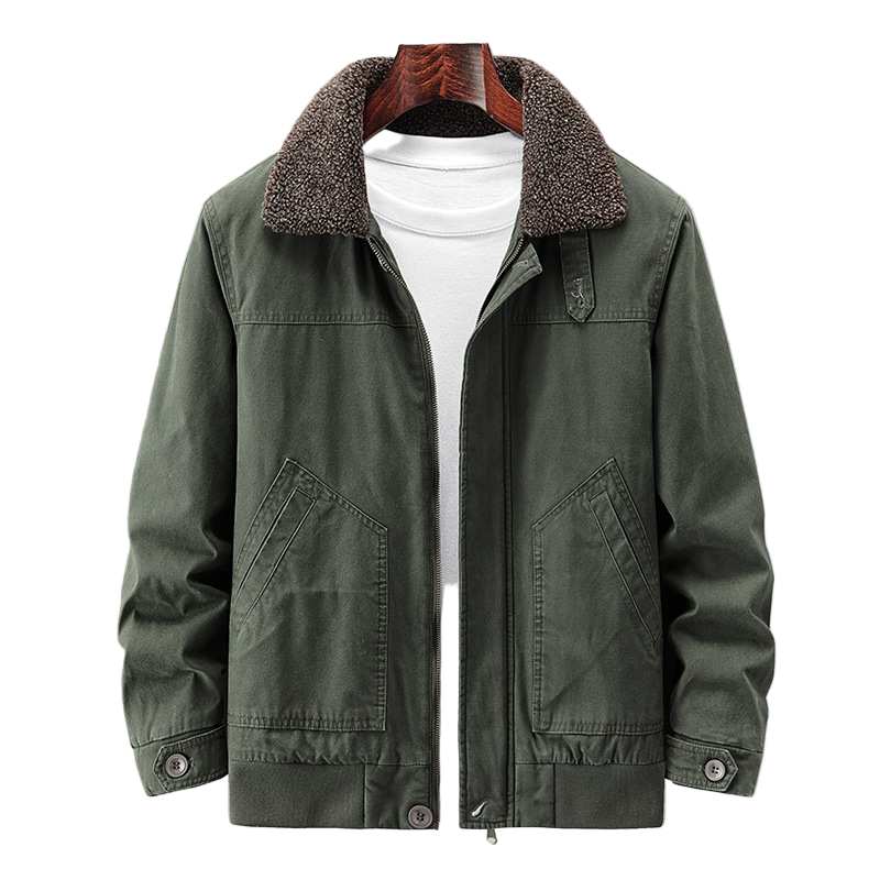 Men's Winter Jacket with Sherpa Lining and Durable Canvas