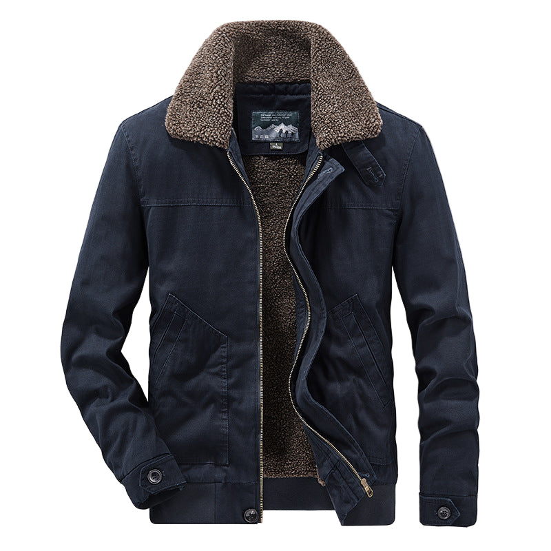 Men's Winter Jacket with Sherpa Lining and Durable Canvas