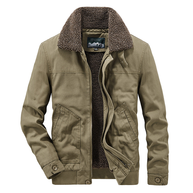 Men's Winter Jacket with Sherpa Lining and Durable Canvas
