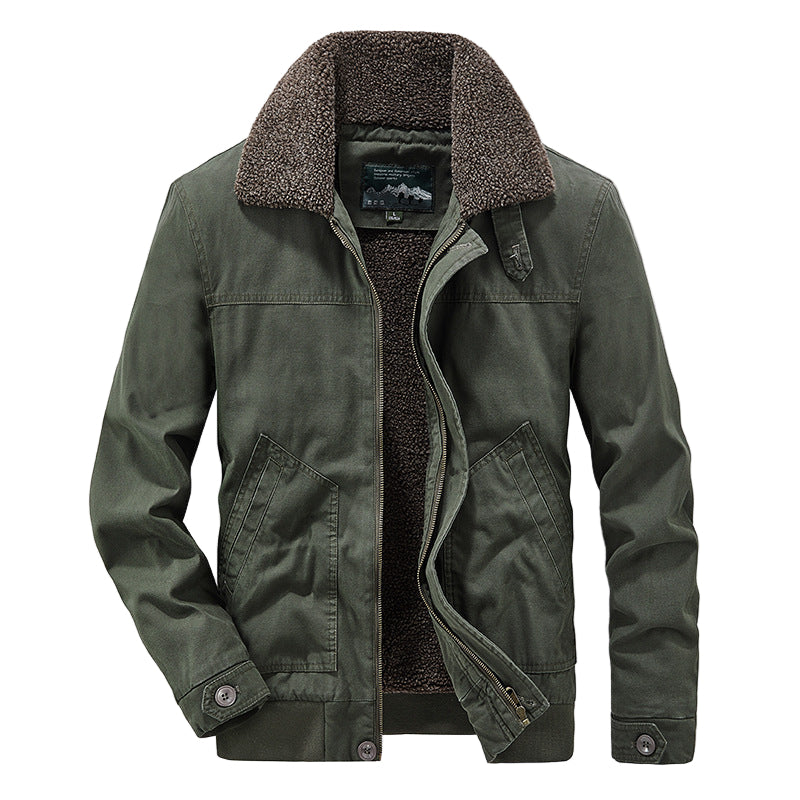 Men's Winter Jacket with Sherpa Lining and Durable Canvas