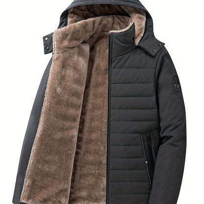 Men's Winter Parka Jacket with Fleece Lining and Hood
