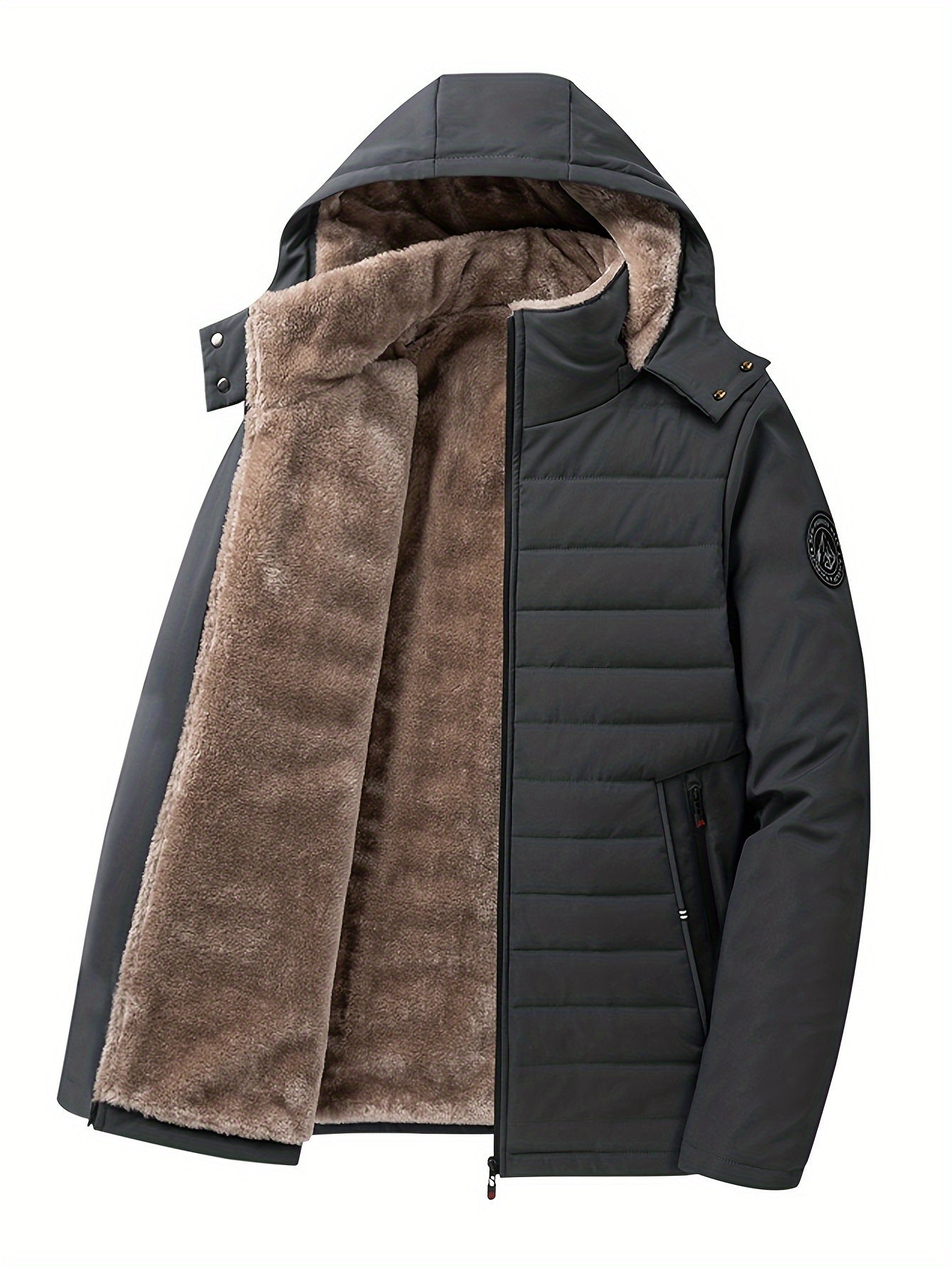 Men's Winter Parka Jacket with Fleece Lining and Hood