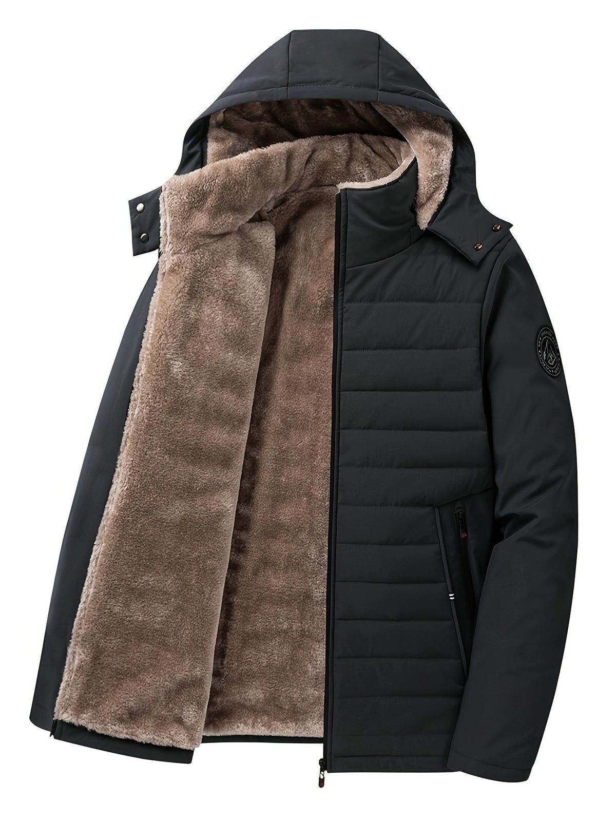 Men's Winter Parka Jacket with Fleece Lining and Hood